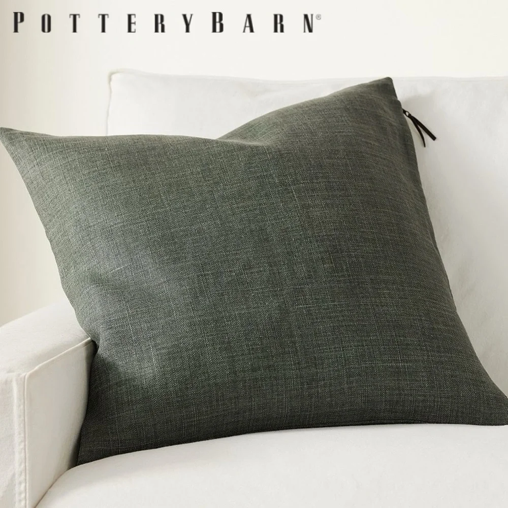 Pottery Barn Belgian Linen Pillow Cover in Hunter